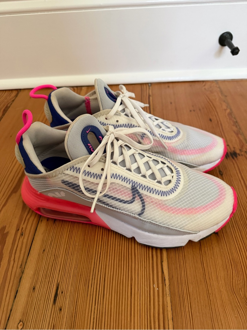 Nike Women's Sneakers White Hot Pink Blue Accents